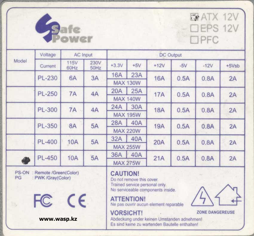 KME Safe Power PL450 наклейка с характеристиками KME Safe Power PL450 наклейка с характеристиками