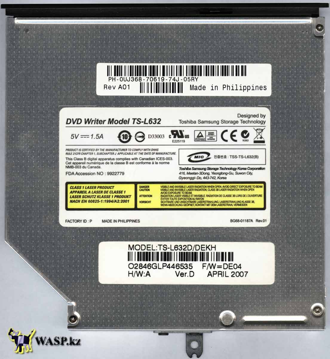 Toshiba TS-L632 DVD-RW привод для ноутбука Toshiba TS-L632 DVD-RW привод для ноутбука