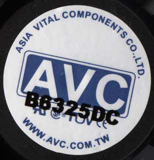 B6325DC этикетка на вентиляторе AVC B6325DC этикетка на вентиляторе AVC