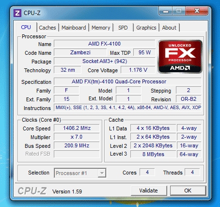 CPU-Z AMD FX-4100 Zambezi Степпинг 2 CPU-Z AMD FX-4100 Zambezi Степпинг 2