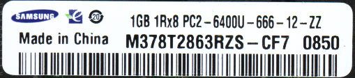 M3 78T2863RZS-CF7 этикетка на ОЗУ Самсунг M3 78T2863RZS-CF7 этикетка на ОЗУ Самсунг
