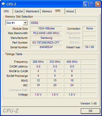 SPD в ОЗУ Самсунг M3 78T2863RZS-CF7 программа CPU-Z SPD в ОЗУ Самсунг M3 78T2863RZS-CF7 программа CPU-Z