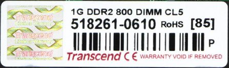 Transcend 1G DDR2 800 DIMM CL5 Transcend 1G DDR2 800 DIMM CL5