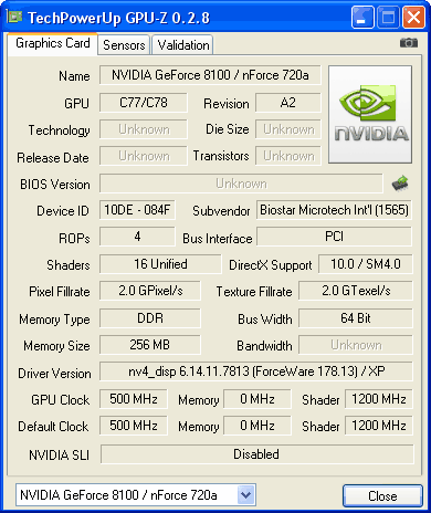 GPU-Z GeForce 8100 / nForce 720a разгон GPU-Z GeForce 8100 / nForce 720a разгон