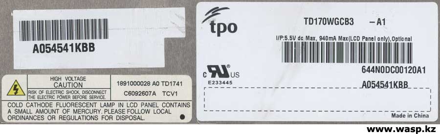 tpo TD170WGCB3 -A1, E233445, 644N0DC00120A1 экран или матрица ЖК tpo TD170WGCB3 -A1, E233445, 644N0DC00120A1 экран или матрица ЖК
