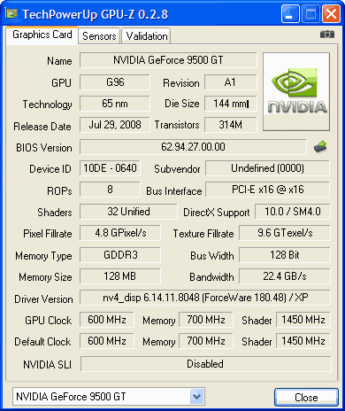 разгон A&G GeForce 9500GT TC512 характеристики A&G GeForce 9500GT TC512 Мб DDR3