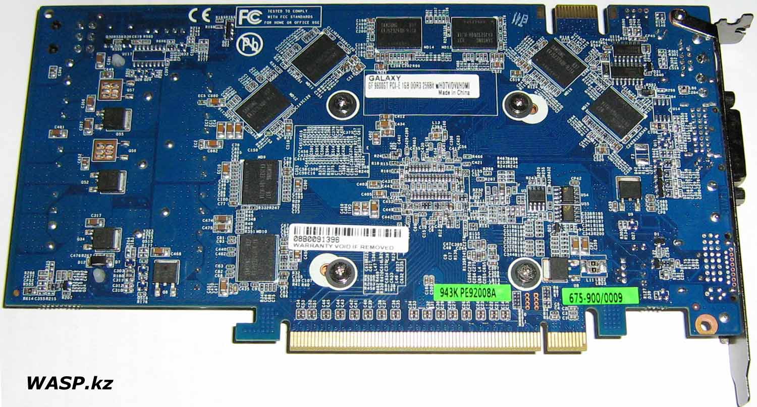 Galaxy GF 9600GT обратная сторона видеокарты videocards Galaxy GF 9600GT обратная сторона