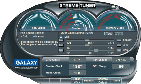 Xtreme Tuner для Galaxy GF 9600GT Xtreme Tuner для Galaxy GF 9600GT