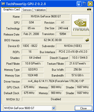 Galaxy GF 9600GT разгон ForceWare Galaxy GF 9600GT данные