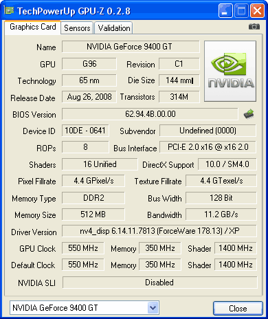 характеристики Palit GeForce 9400GT Super характеристики Palit GeForce 9400GT Super, 512 Мб
