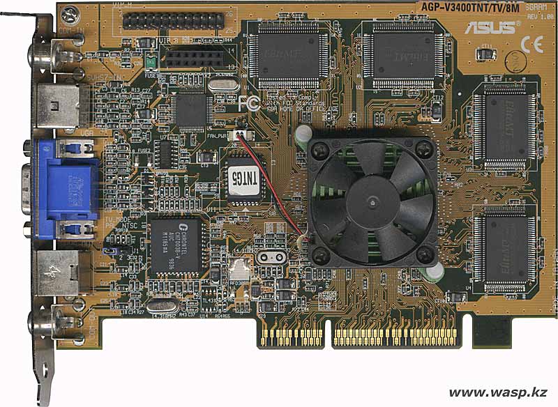 Видеокарта ASUS AGP-V3400TNT/TV/8M Rev1.00 Видеокарта ASUS AGP-V3400TNT/TV/8M Rev1.00