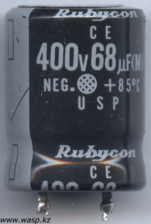 Оксидно-электролитический конденсатор Rubycon CE 68mF 400V, NEG. +85oC USP Оксидно-электролитический конденсатор Rubycon CE 68mF 400V, NEG. +85oC USP