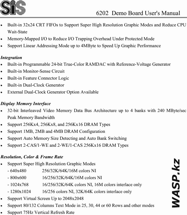SiS 6202 даташит на видеочип, GPU SiS 6202 даташит на видеочип, GPU