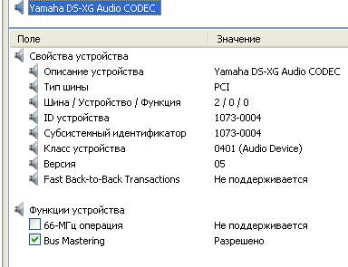 Yamaha XG YMF724E-V в программе AIDA64 Yamaha XG YMF724E-V в программе AIDA64